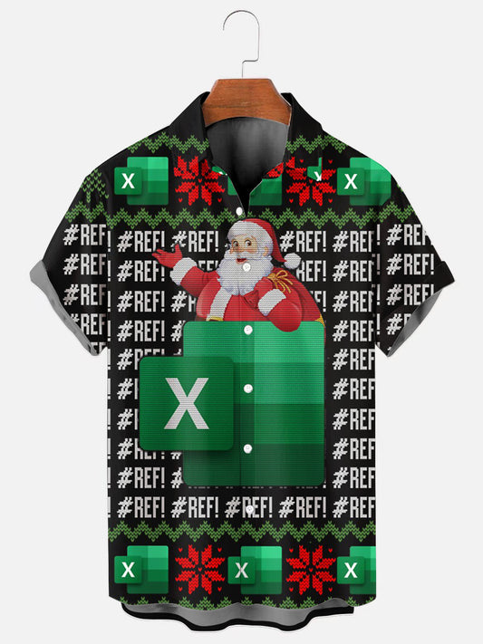 Men's Excel REF Error Spreadsheet Ugly Santa Sweater Print Holiday Short Sleeve Shirt