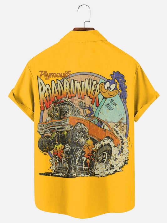 Men's Retro Road Racing Muscle Car Printed Casual Short Sleeve Shirt