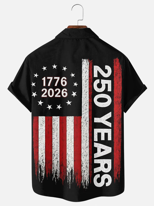 Men's 250th Anniversary of the Founding of the United States Flag Print Short Sleeve Shirt