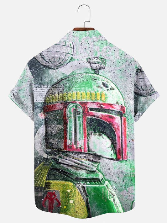 Men's Masked Samurai Art Print Hawaiian Short Sleeve Shirt