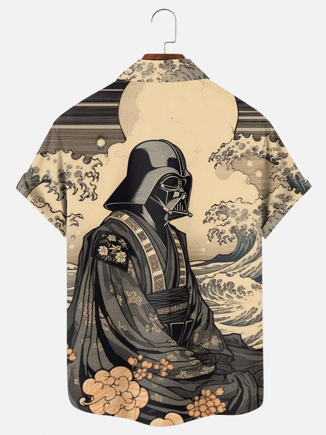 Men's Ukiyo-e Samurai Print Hawaiian Short Sleeve Shirt