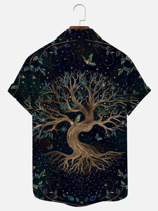 Men's Tree of Life Art Print Hawaiian Short Sleeve Shirt