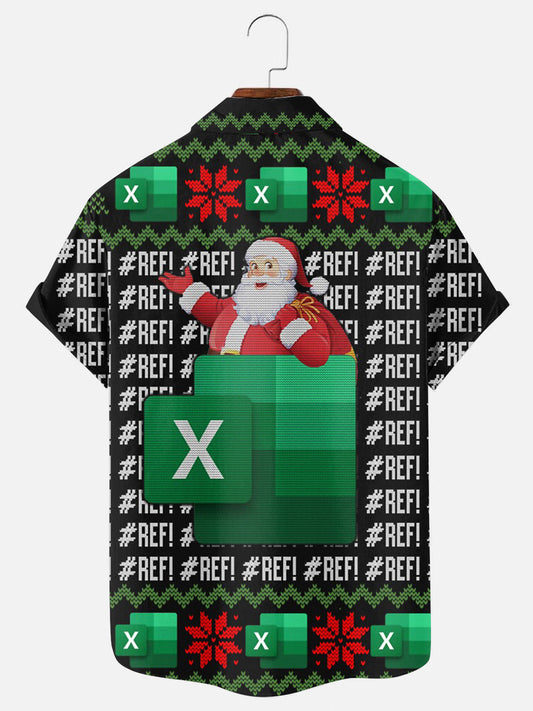 Men's Excel REF Error Spreadsheet Ugly Santa Sweater Print Holiday Short Sleeve Shirt