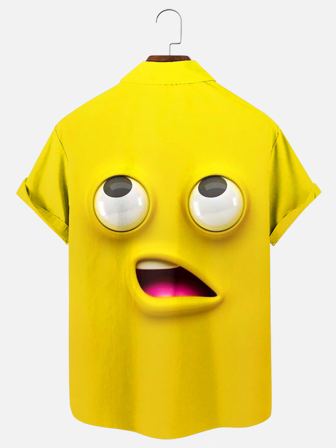 Men's Funny Cartoon Face Printed Casual Short Sleeve Shirt