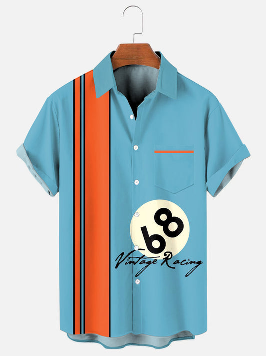 Men's 60s Retro Racing Graphic Hawaiian Short Sleeve Shirt