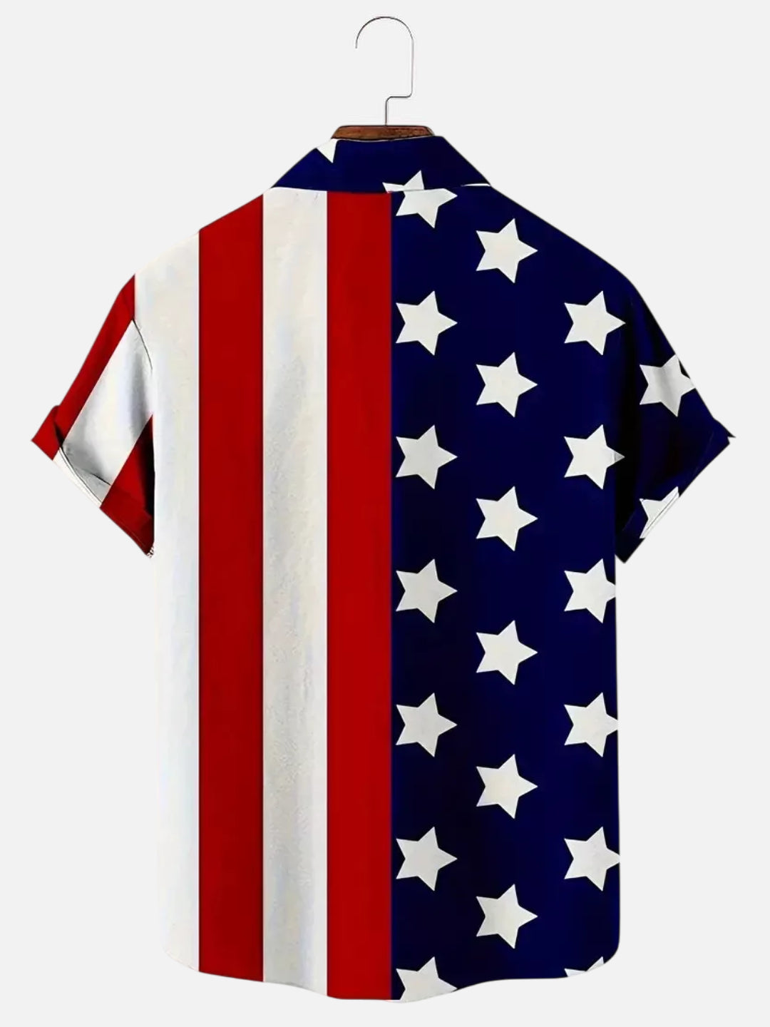 Men's Independence Day Flag Print Chest Pocket Short Sleeve Shirt