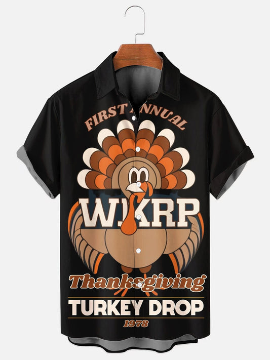 Men's WKRP Thanksgiving Turkey Drop 1978 Casual Short Sleeve Shirt