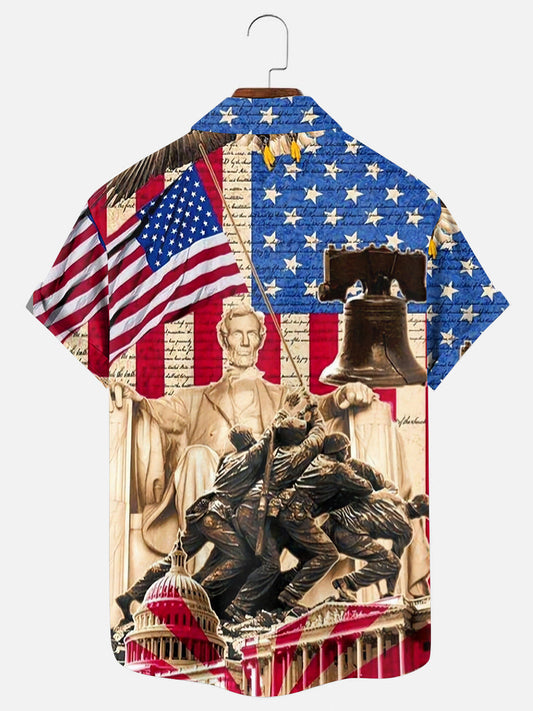 Men's Independence Day Land of Freedom Graphic Holiday Short Sleeve Shirt