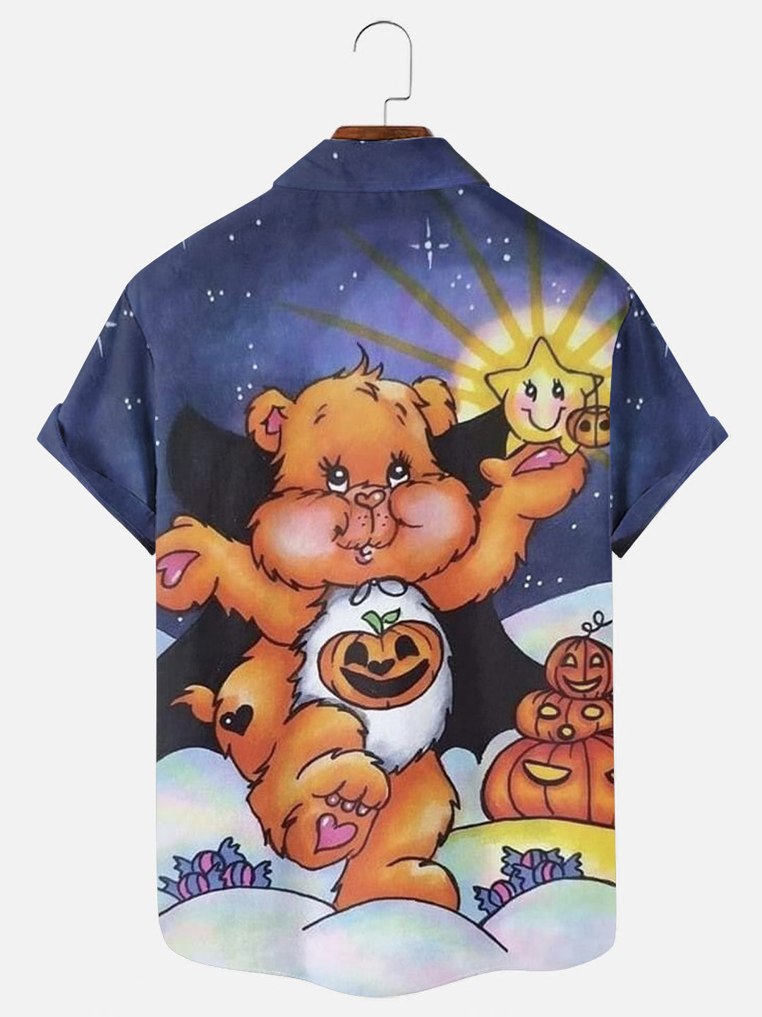 Halloween Heart Bear Print Holiday Short Sleeve Shirt