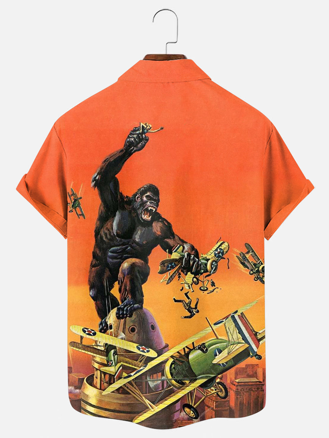 Men's 60s Retro Gorilla Poster Print Hawaiian Short Sleeve Shirt