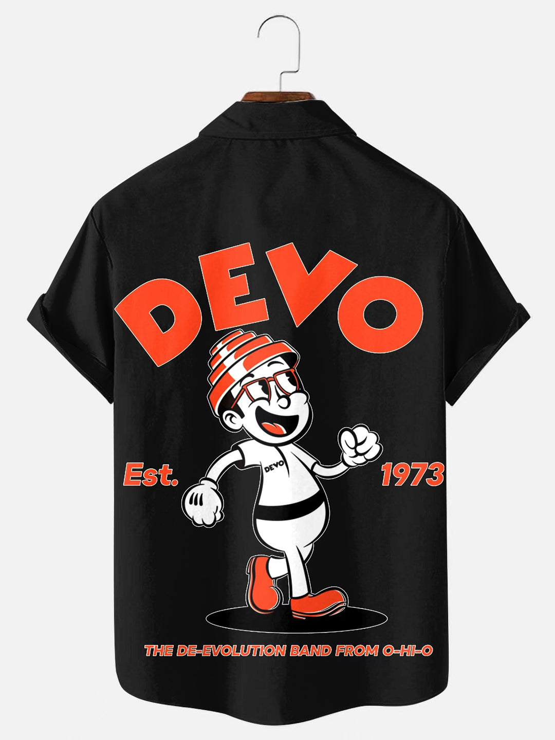 Men's 70s Vintage Cartoon De Evolution Poster Print Casual Pocket Short Sleeve Shirt