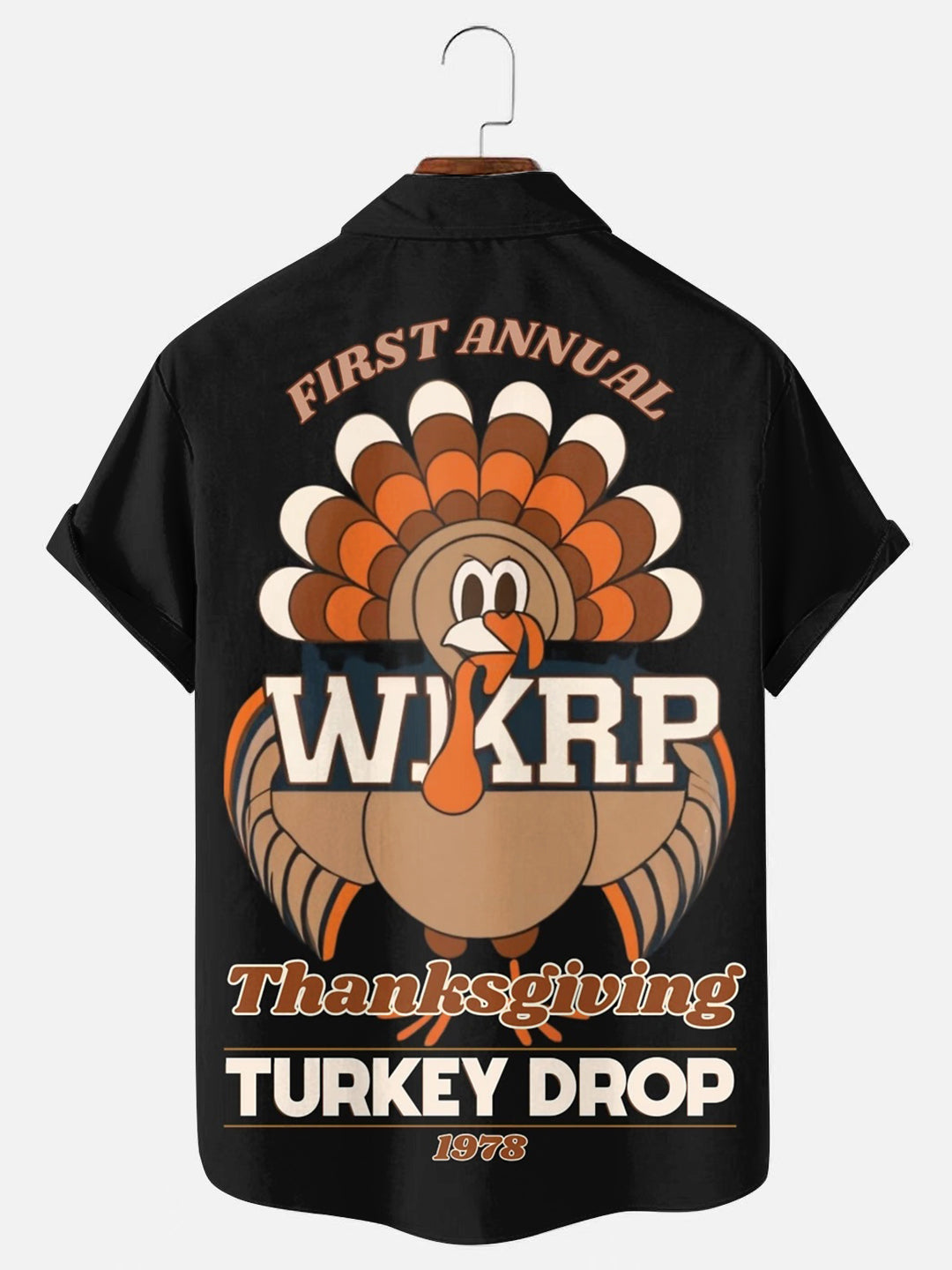 Men's WKRP Thanksgiving Turkey Drop 1978 Casual Short Sleeve Shirt