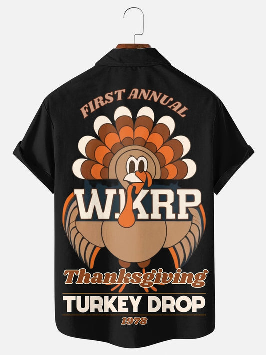 Men's WKRP Thanksgiving Turkey Drop 1978 Casual Short Sleeve Shirt