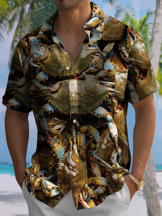 Men's Gulf of Mexico Blue Crab Hawaiian Short Sleeve Shirt