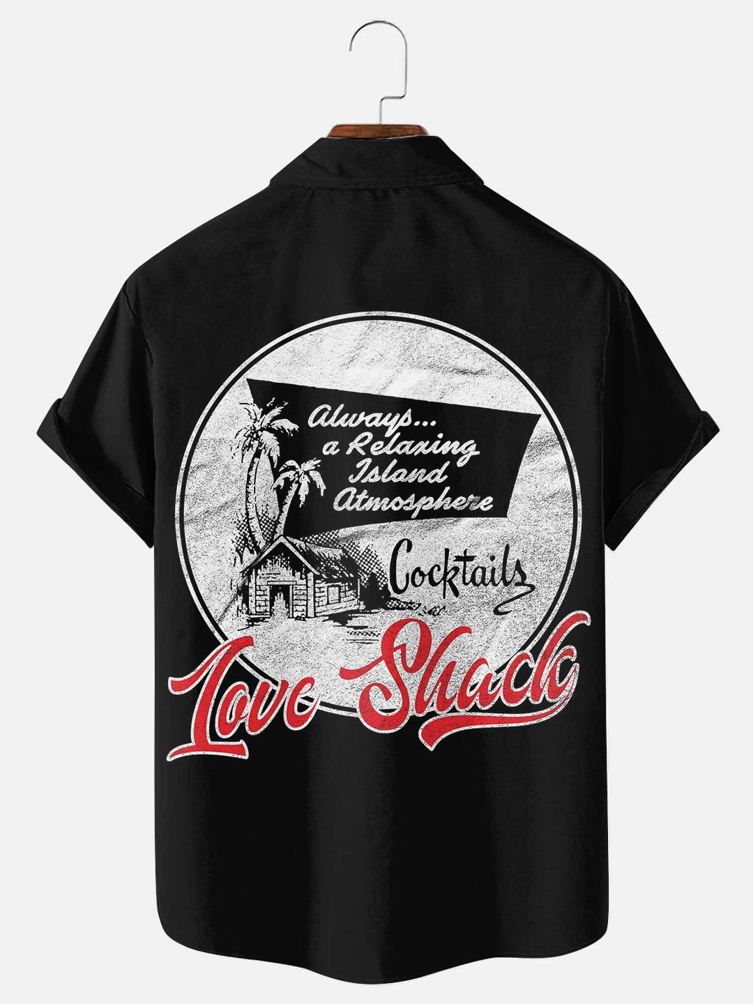 Men's Tiki Bar Cocktails Poster Print Hawaiian Short Sleeve Shirt