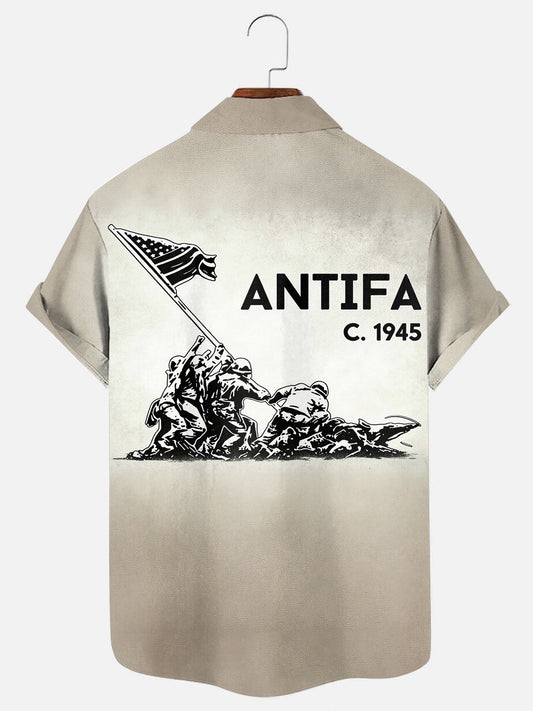 Men's Vintage 1945 Patriotic Short Sleeve Pocket Shirt