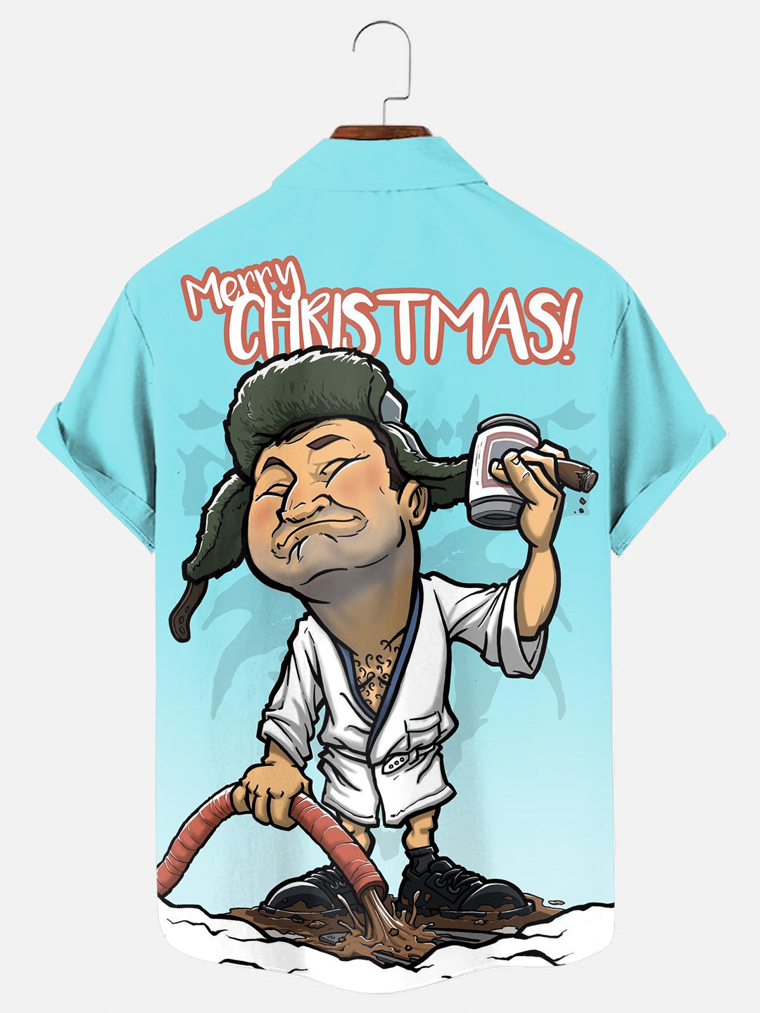 Men's Christmas Movie Character Print Hawaiian Short Sleeve Shirt