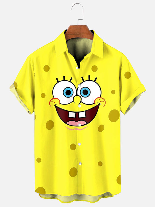 Men's Cartoon Print Casual Hawaiian Short Sleeve Shirt