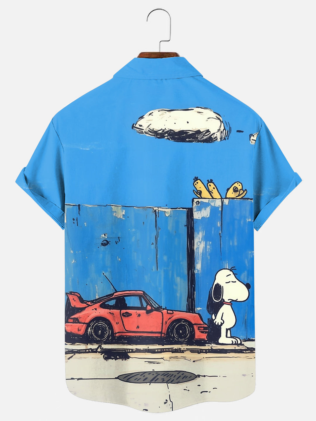Men's Cartoon Car Character Art Print Hawaiian Short Sleeve Shirt