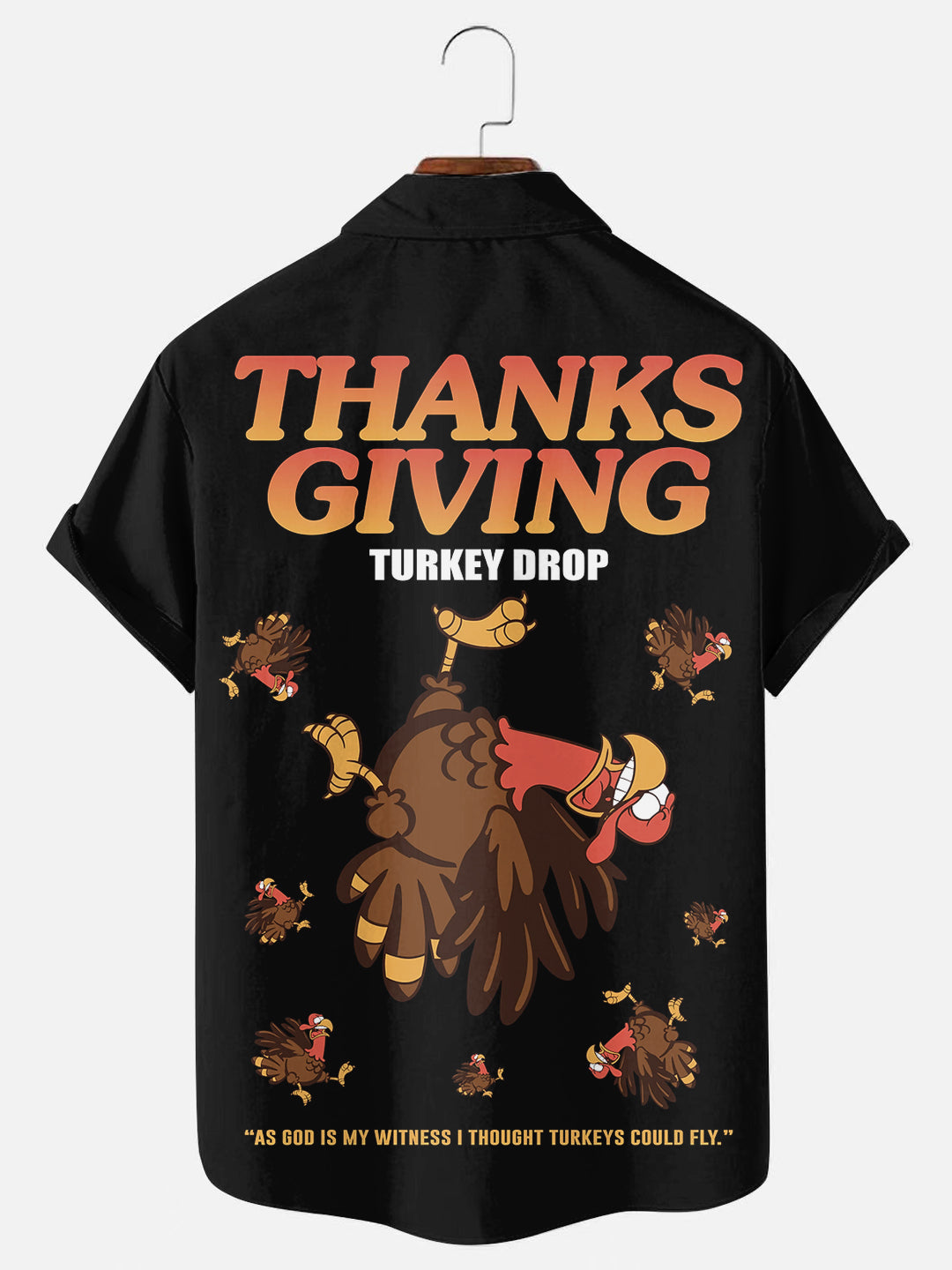 Men's Thanksgiving Turkey Drop Holiday Casual Short Sleeve Shirt