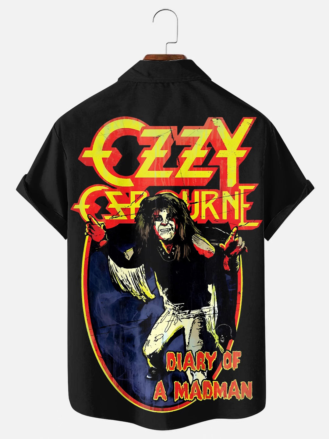 Men's 80s Vintage Rock Print Casual Short Sleeve Shirt