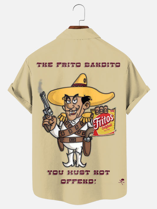 Men's Vintage Nacho Bandit Print Hawaiian Short Sleeve Shirt