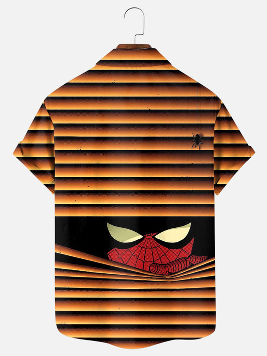 Men's Superhero Poster Print Hawaiian Short Sleeve Shirt