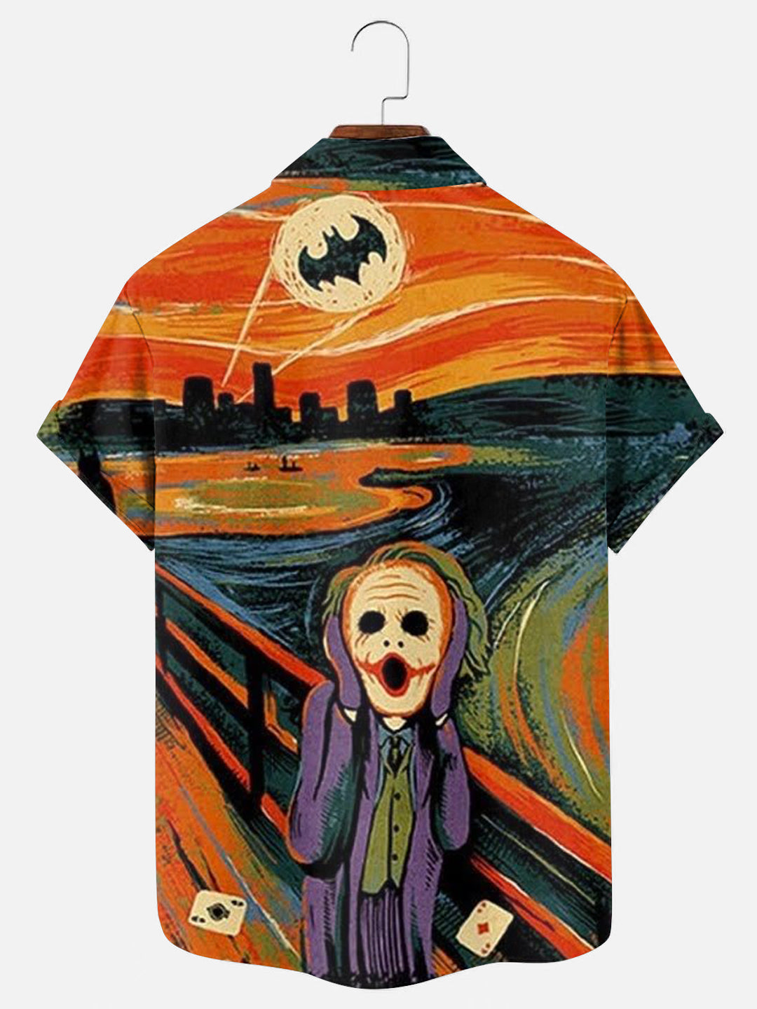 Men's Screaming Clown Print Hawaiian Short Sleeve Shirt