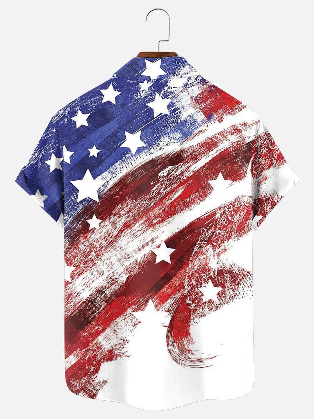 Men's American Flag Independence Day Print Short Sleeve Shirt