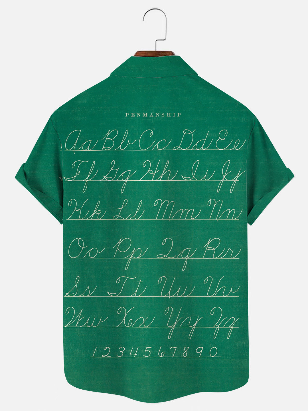 Men's Vintage School Cursive Alphabet Print Casual Short Sleeve Shirt
