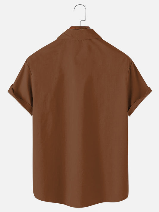 Men's Vintage Bowling Palm Tree Print Hawaiian Short Sleeve Shirt