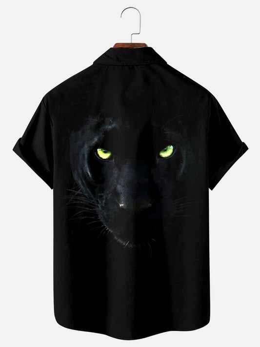 Men's Black Panther Fashion Printed Casual Short Sleeve Shirt