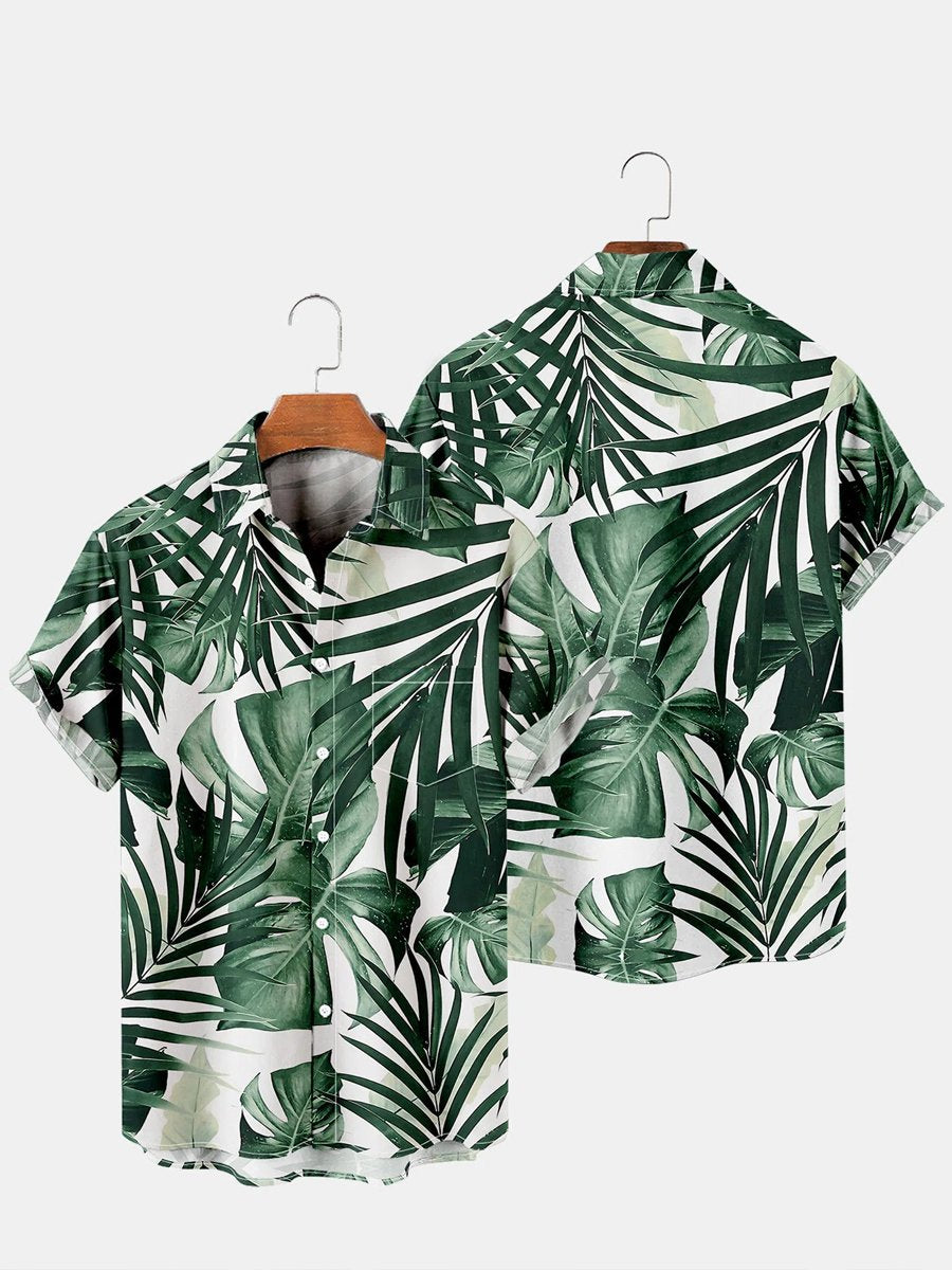 Men's Vintage Leaf Flower Print Hawaiian Shirt
