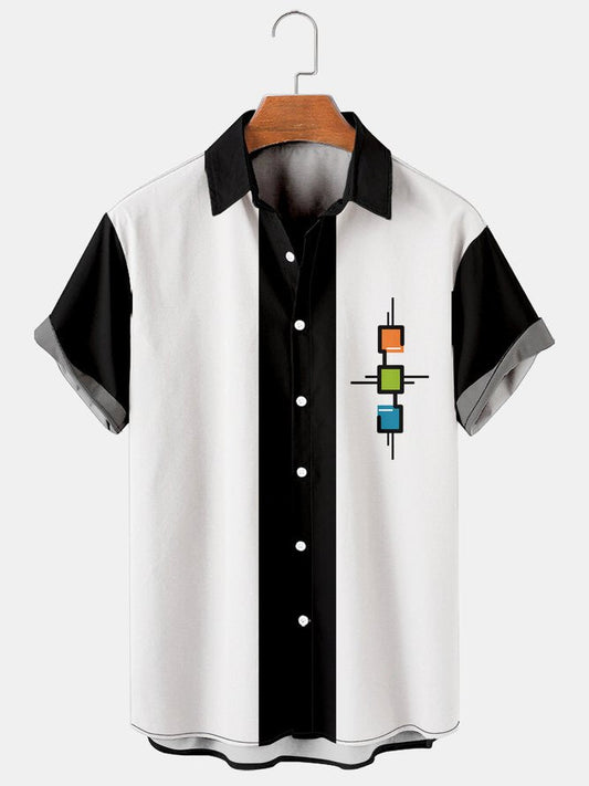 Men's Vacation Casual Sunset Dusk Hawaiian Coconut Shirt with Pockets