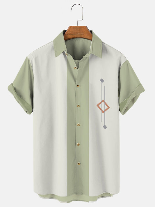Men‘s Retro Camp Cotton-Blend 50S Vintage Bowling Shirts