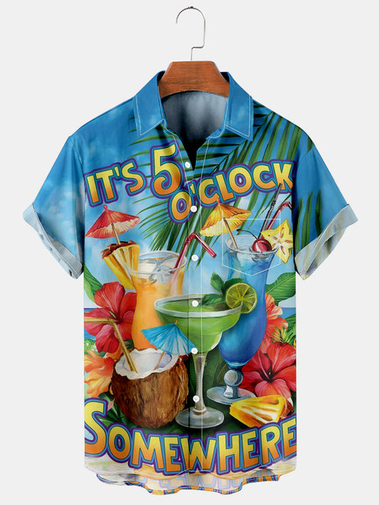 It's 5 O'clock Somewhere Cocktail Casual Hawaiian Shirt