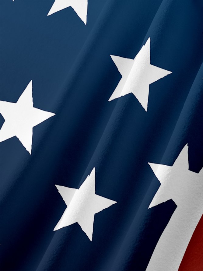 Mens American Flag Casual Breathable Chest Pocket Short Sleeve Hawaiian Shirts