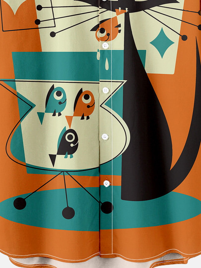 Geometric Cat Casual Shirt