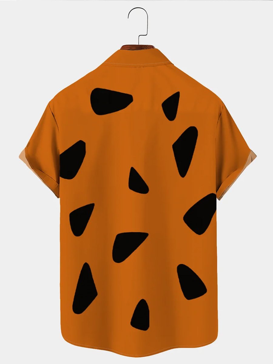 Men's Nostalgic Movie Fun Print Short-sleeved Shirt