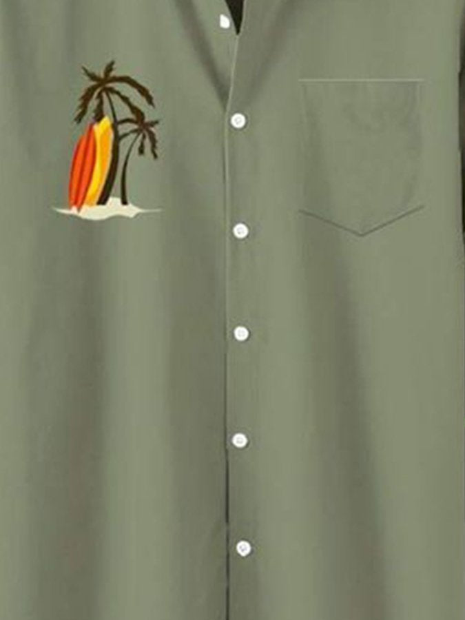 Green Cotton-Blend Urban Series Printed Shirts & Tops