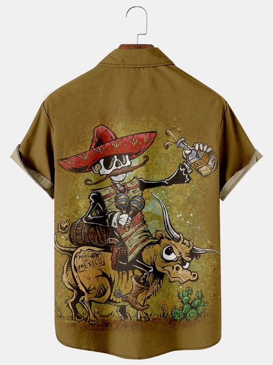 Men's Vintage Skull Casual Shirts Plus Size Tops