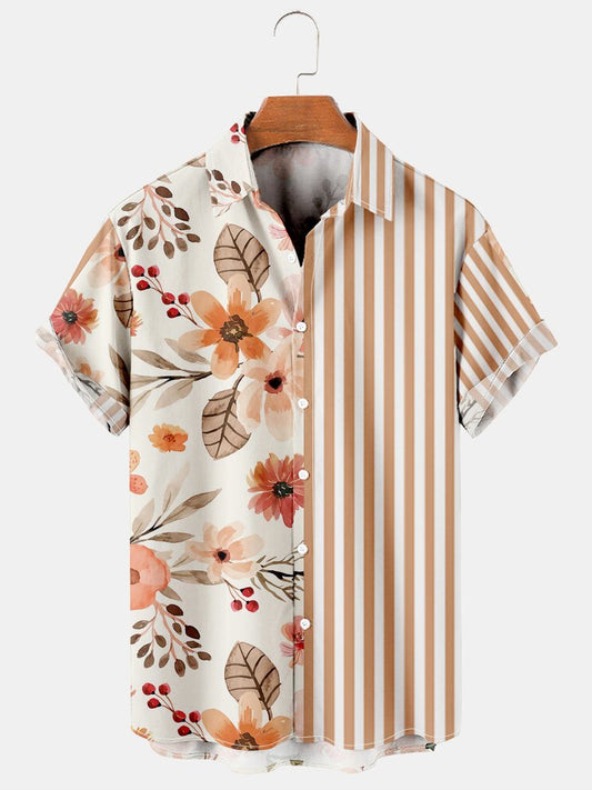 Men's Casual Floral Print Short Sleeve Shirt