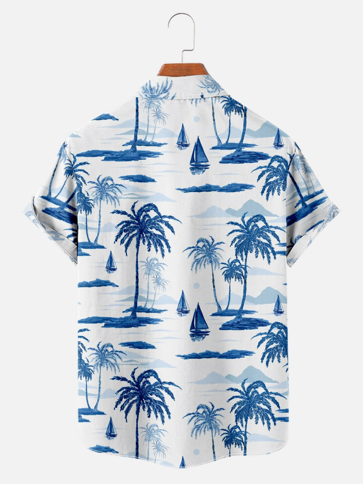 Men's Casual Hawaiian Blue Coconut Print Cozy Shirt