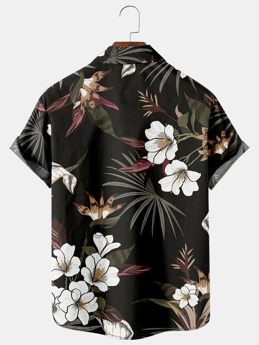 Mens Floral Print Casual Breathable Hawaiian Short Sleeve Shirt