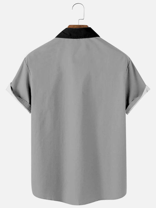 Fashion Summer Men's Casual Shirts Vintage Bowling Shirts
