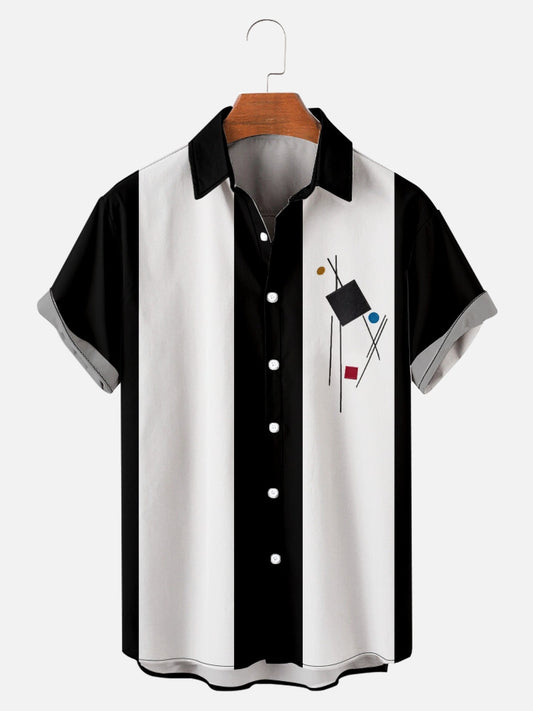 Recreational Art Collection Geometric Striped Element Pattern Hawaiian Print Shirt Top