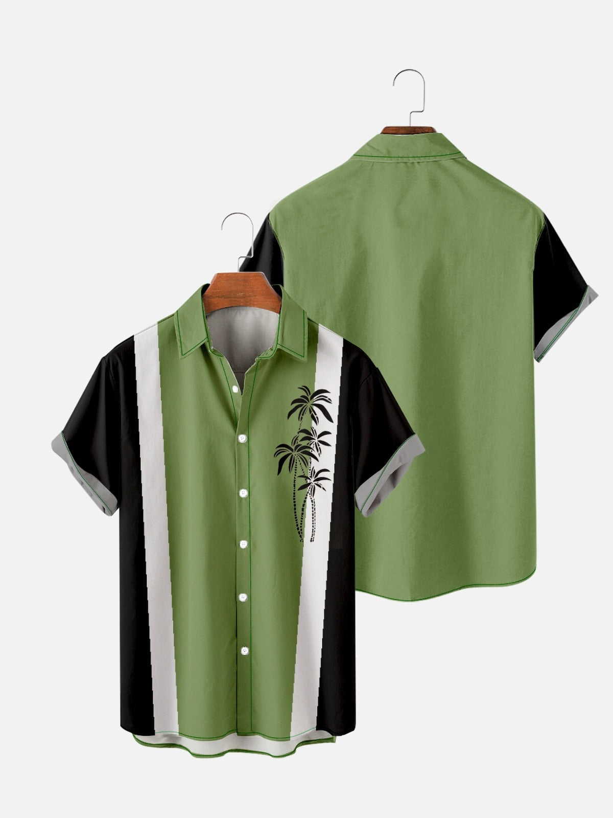 Men's Casual Resort Coconut Print Seekers Wrinkle Free Bowling Shirt