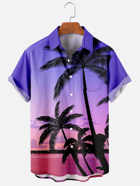 Hawaiian Casual Coconut Print Men's Simple Shirt