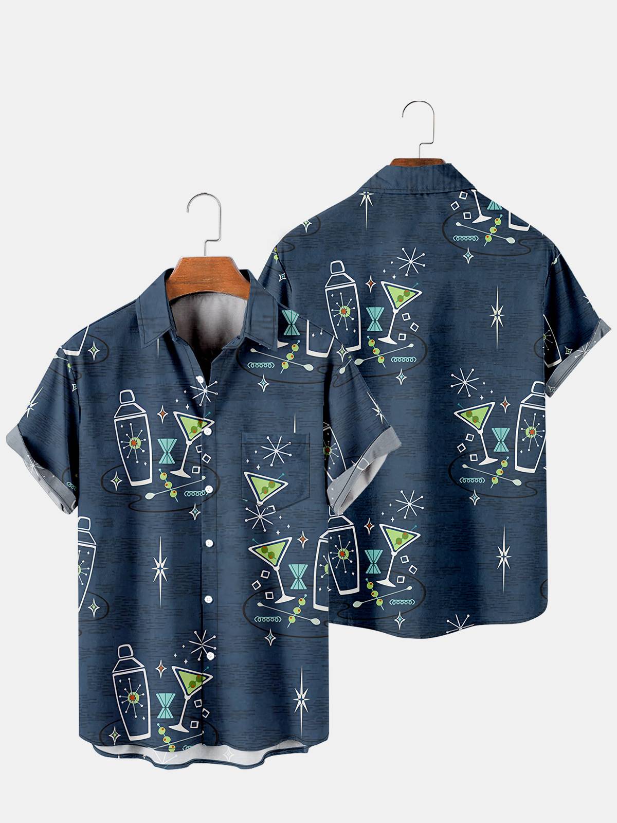 Cocktail Martini Shaker Graphic Tipsy Spirit Vintage Geometric Shirt
