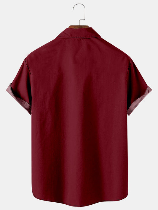 Mens Retro Camp Shirt Vintage Style Casual Button-Down Bowling Shirt Tops